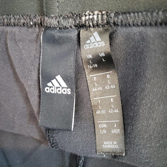 Adidas Large‎ Leggings Black Mid-Rise Yoga Stretch Workout Ankle Logo Athletic - Picture 4 of 7